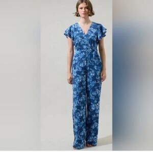 Sugarlips Blue Floral Wrap Jumpsuit